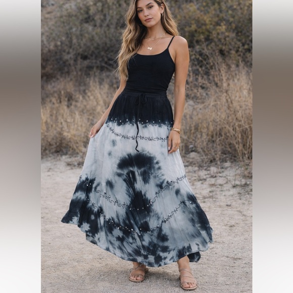 Fairycore Sequin Tie Dye Skirt Y2k vintage boho casual classic sequin ombre